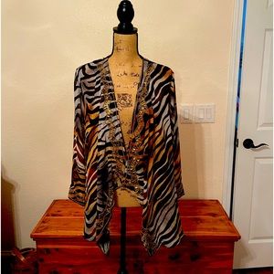 Sheer animal print embellished jacket